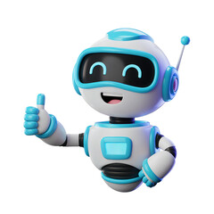 Friendly Cartoon Robot Giving a Thumbs Up Gesture on a Transparent Background android artificial intelligence isolated on a transparent background
