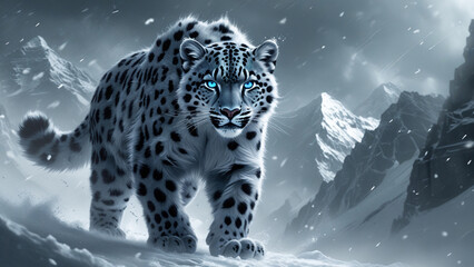 leopard in the snow