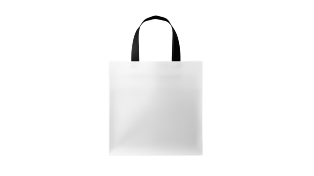 Eco friendly white tote bag with black handles for mockup design template promotion shop