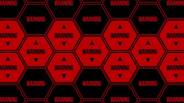 ハニカム構造の六角形にWARNINGの文字が点滅するトランジション,警告,危険,幾何学的,赤黒,ワイプ, アルファチャンネル,
Transition with flashing word WARNING in hexagon with honeycomb structure, warning, danger, geometric, red-black, wipe, alpha channel