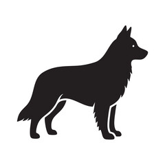Obraz premium Vector art of silhouette of a shepherd dog standing alert a loyal canine companion a domestic animal breed