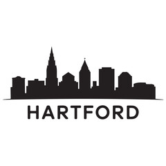 Hartford skyline, monochrome silhouette. Vector illustration. Vector black silhouette. with white background.