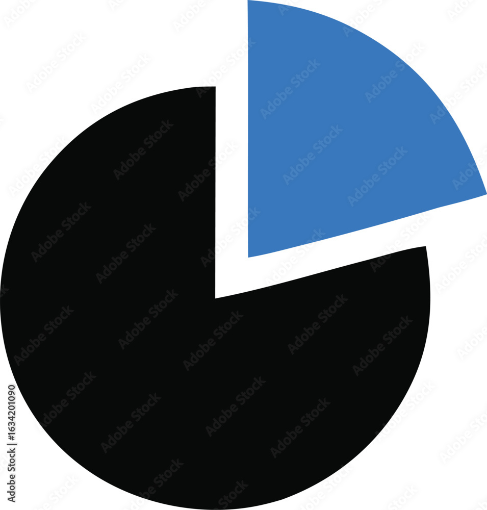 Poster a simple pie chart graphic displaying two distinct segments one large black portion and a smaller vi