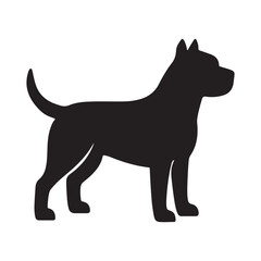 Silhouette of a Muscular Dog Standing Calmly Portraying Strength and Loyalty in Minimalist Black and White Vector Graphic Design
