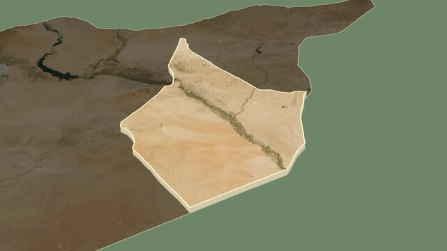 Dayr Az Zawr region, Syria, extruded. Map animation