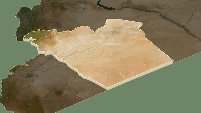 Hims region, Syria, extruded. Map animation