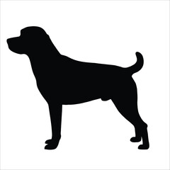 Silhouette of Beagle Dog 
Isolated on White Background 