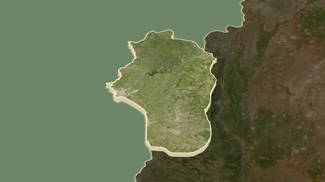 Lattakia region, Syria, extruded. Map animation