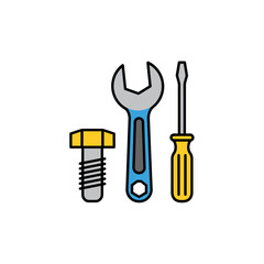 The essential fixers: a bolt to secure, a wrench to tighten, and a screwdriver to fasten, the core components of every build.