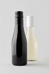 Small red and white wine bottle mockup, Burgundy Alsace Rhone shape, on neutral background