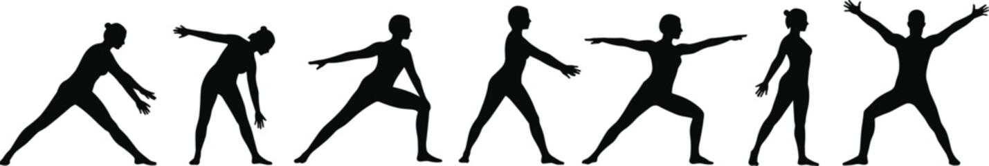Silhouette, yoga, poses, stretching, fitness, exercise, routine, healthy, lifestyle, balance, flexibility, strength