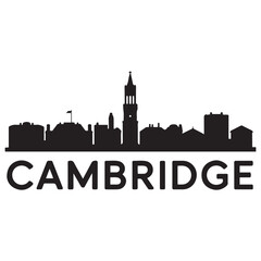 Obraz premium Cambridge skyline horizontal banner. Cambridge, Massachusetts. Vector template for your design. Vector black silhouette. with white background.