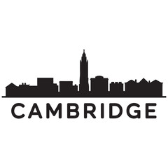 Fototapeta premium Cambridge skyline horizontal banner. Cambridge, Massachusetts. Vector template for your design. Vector black silhouette. with white background.