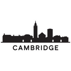 Fototapeta premium Cambridge skyline horizontal banner. Cambridge, Massachusetts. Vector template for your design. Vector black silhouette. with white background.