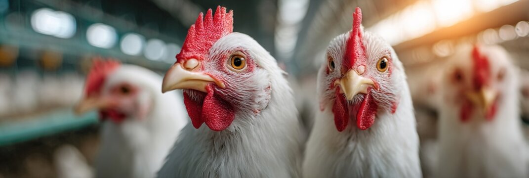 Chickens in a poultry farm. Ai Generative