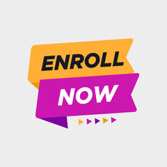 Flat design enroll now label collection