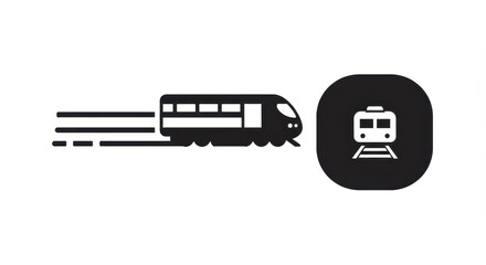 Modern transportation icon set showcasing high-speed rail and train travel symbols