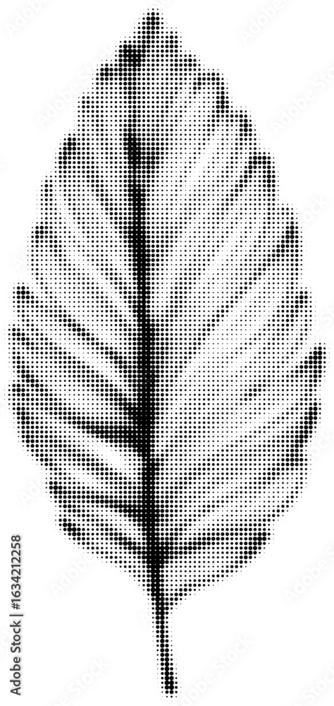 Aufkleber abstract halftone leaf pattern in black and white with negative space