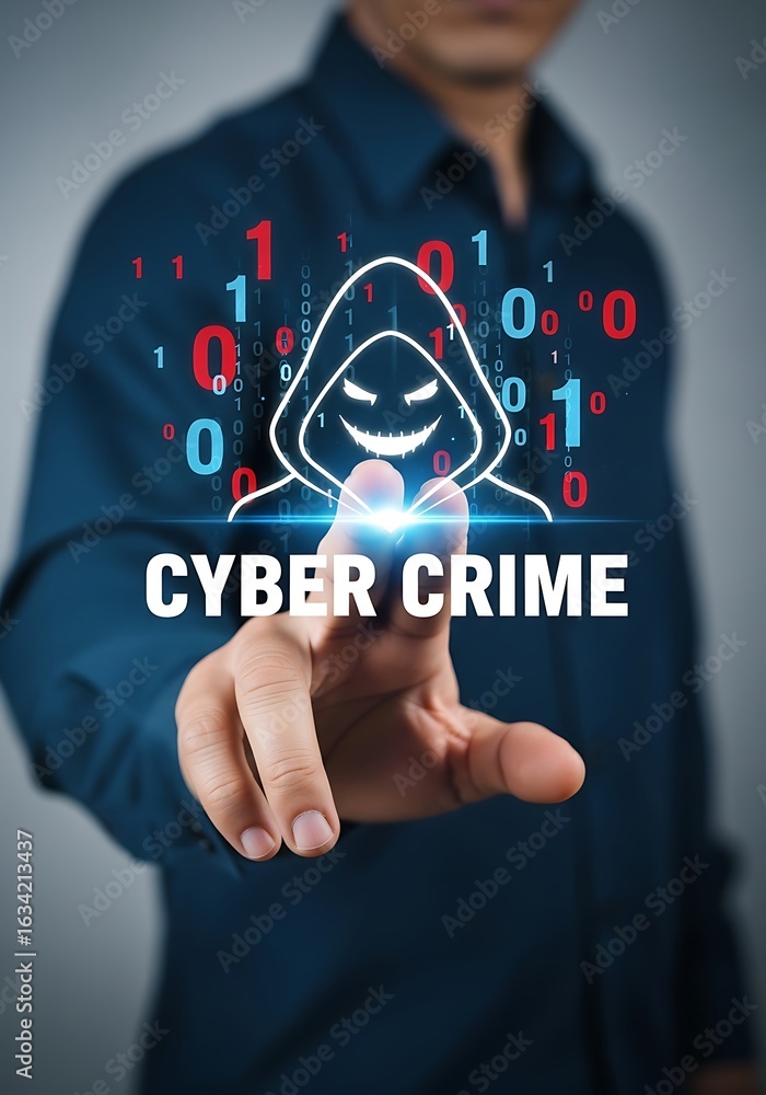 Aufkleber hacker threat digital binary code cyber crime technology
