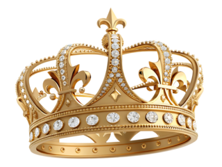 Elegant Golden Crown with Diamond Embellishments Symbolizing Royalty and Luxury on Black Background