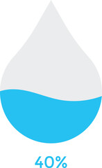 Water drop percent indicator. Liquid level icons. Loading indicator. Water droplet loading infographic set
