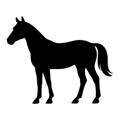 Obraz premium Standing horse silhouette side profile. Vector illustration. AI Generative.