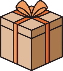 Sustainable Christmas Practices Gift Box with Orange Ribbon...