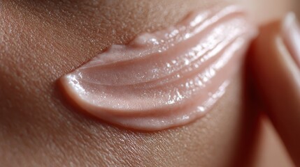 Fototapeta premium Gentle Touch: Close-up of cream is being applied, evoking feelings of calm and self-care.