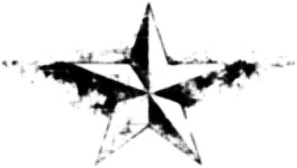 Abstract black and white star with grunge texture and halftone effect