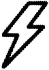 Black halftone lightning bolt with dot pattern design