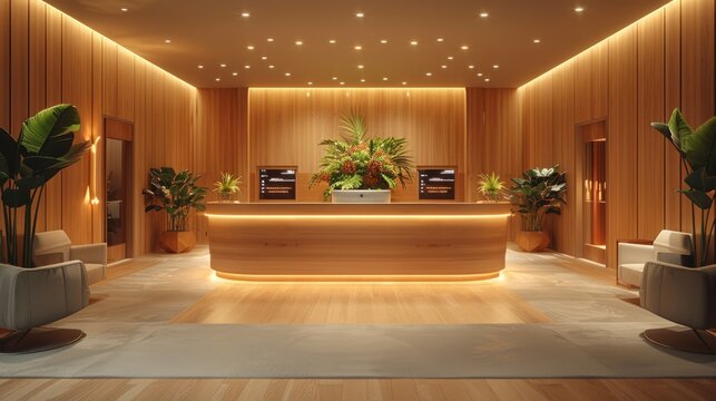 Front Reception counter, Welcoming business environment, customer satisfaction, professional encounter between a customer service agent and a client.