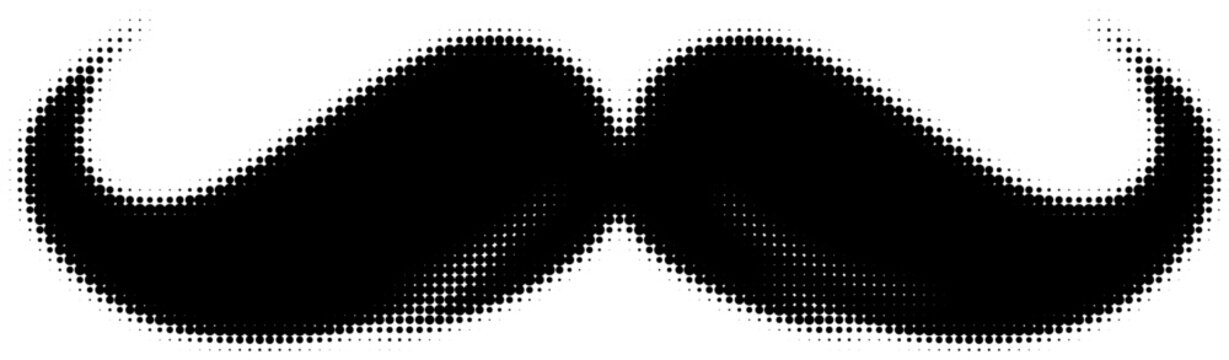Black stylized mustache silhouette with halftone effect