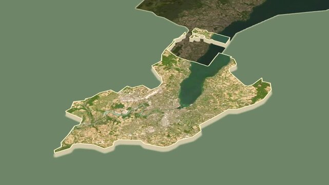 Geneve region, Switzerland, extruded. Map animation