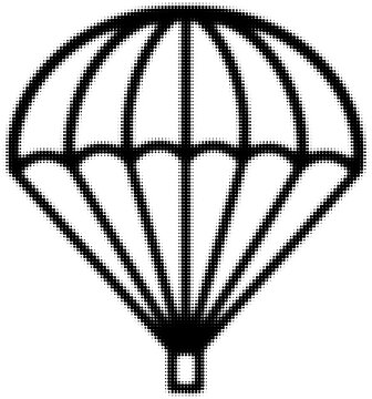 Black and white dotted parachute icon