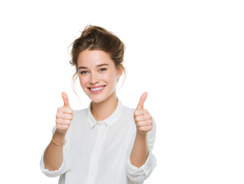 Happy Woman Giving Thumbs Up, Positive Emotion, Approving Gesture