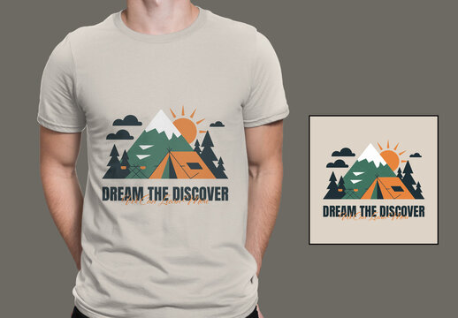 Outdoor Camping and Mountain Adventure T Shirt Template