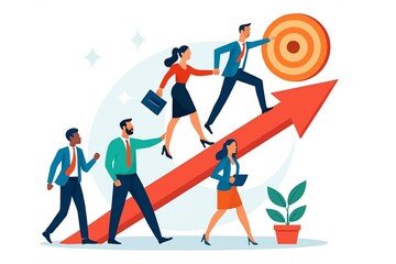 Obraz premium Teamwork and growth towards business success and goals