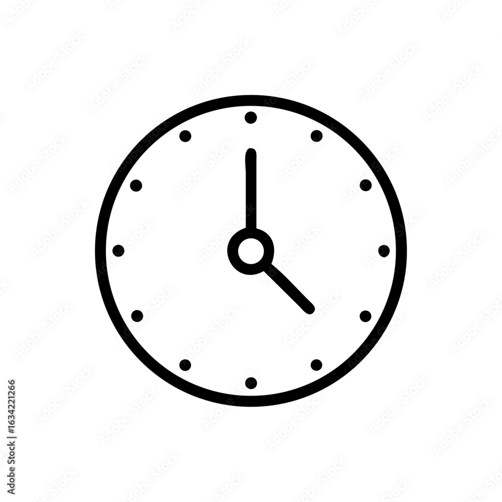 Aufkleber digital clock displaying time in minimalist design with black hands and dots on a white background