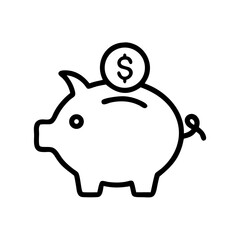 Piggy bank with coin symbolizes saving money and financial planning for the future in a simple design ideal for budgeting concepts