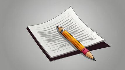 A classic yellow pencil rests on paper with scribbled text, symbolizing the creative process of writing, drafting, and learning.