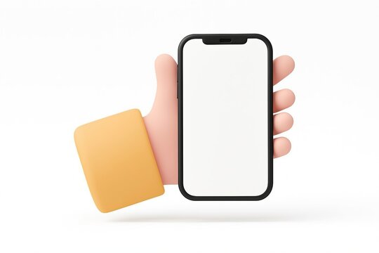 Hand holding a smartphone with a sponge for cleaning - Powered by Adobe