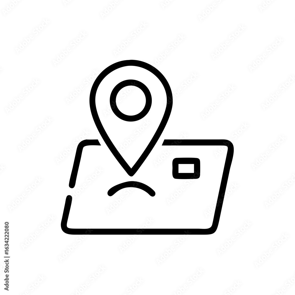 Aufkleber visual representation of a location marker on an envelope indicating mail delivery or tracking statu
