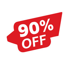 Discount tag with 90 percent off highlighting a major sale on products, aimed at catching the attention of consumers looking for bargains