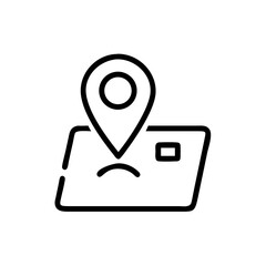 Visual representation of a location marker on an envelope indicating mail delivery or tracking status
