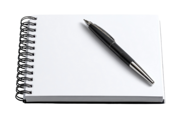 Blank notebook and pen ready for creative writing and sketching during quiet afternoon in a cozy workspace