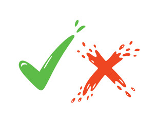  Green Check and Red Cross Vector Set