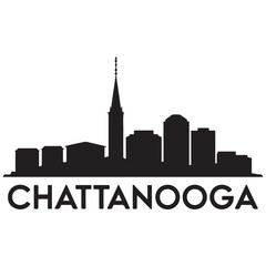 Fototapeta premium Chattanooga skyline, monochrome silhouette. Vector illustration. Vector black silhouette. with white background.