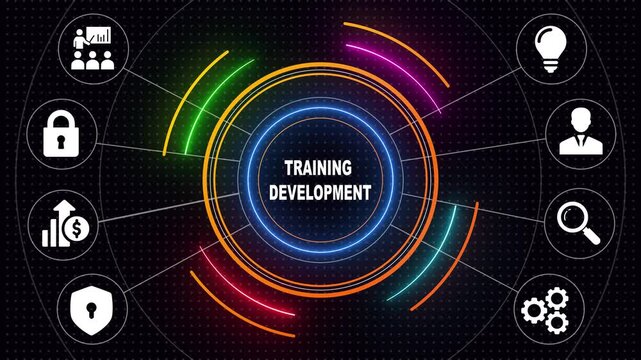 Business, Technology, Internet and network concept. Coaching mentoring education business training development E-learning concept. glowing animation on a dots wave background.