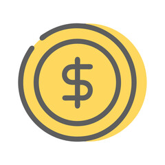 Fototapeta premium Visual representation of a dollar sign within a circular coin design conveying value in a modern minimalist style