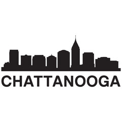 Fototapeta premium Chattanooga skyline, monochrome silhouette. Vector illustration. Vector black silhouette. with white background.